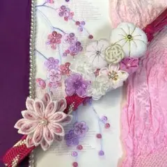 134 ◾️ 振袖用半衿 刺繍 振袖用帯締め 帯揚げ つまみ細工帯締め飾り◾️成人式