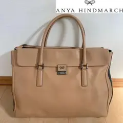 【美品】ANYA HINDMARCH ハンドバッグ バイカラー レザー 茶×黒