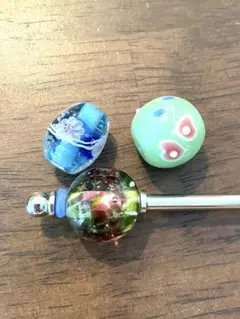 とんぼ玉3個セットかんざし1本付き