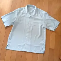 ライトブルー 半袖シャツ オープンカラー