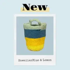 新作 ハンドル付きミニバスケット Hawaiian Blue & Lemon