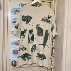 90s relevant products 猫総柄Tee