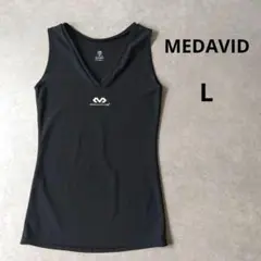 MEDAVID　Vネックタンクトップ　フィットネス　ブラック　ストレッチ　L