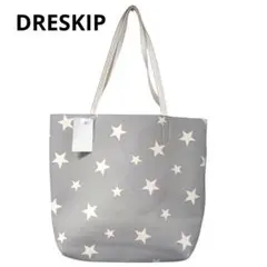 未使用　DRESKIP　トートバッグ　星柄　ネイビー　白　グレイ