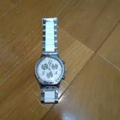Swatch IRONY ホワイトシルバー クロノグラフ 時計 交換用電池付