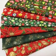 100×30cmはぎれ生地6枚まとめ売り【クリスマス①】