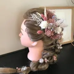 コーラルピンク＆バターミルクの小花たくさんヘッドドレス