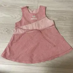 【美品】ELLE 赤と白のチェックワンピース 95cm