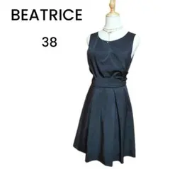 【美品】BEATRICE ノースリーブワンピース ブラック 光沢素材 サイズ38