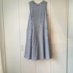 R【新品同様】HALF NOTE ストライプパッチワークワンピース