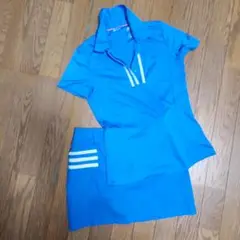 adidas 青 ポロシャツ スカートセットS