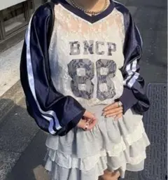 CIAOPANIC レースドッキングフットボールTee ネイビー