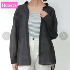 Honeysハニーズブラックシアーシャツ長袖Mサイズ