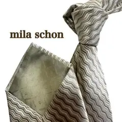mila schon シルバーゴールド総柄　 波模様 ヴィンテージメンズネクタイ