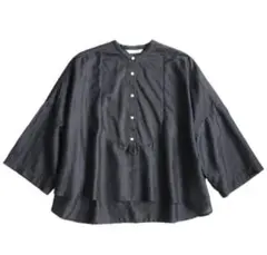 【美品】Liyoca リヨカ　ブラウス　バンドカラー オーバー シャツ 黒