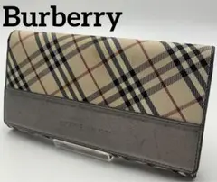 Burberry バーバリー 長財布 ボタン がま口 チェック おしゃれ