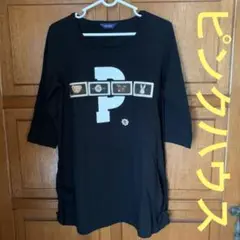 【PINK HOUSE 】ピンクハウス ブラック 五分袖Tシャツ　チュニック