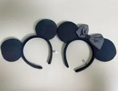 【ペア】ディズニー　カチューシャ　デニム　ミッキー&ミニー　2個セット