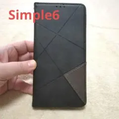 ブラック 手帳型 Simple6 スタンド