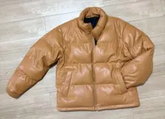 ブラウン合成皮革ダウンジャケット