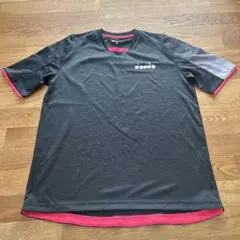 diadora Mサイズ 黒赤ショートスリーブシャツ
