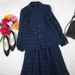 Y3929最高級☆キース☆極上ウール☆シャツ☆スカート☆セットアップ☆緑グリーン