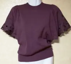 WOMENS★トップスブラウス★花柄袖★パープル★ S~M