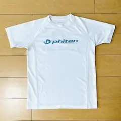 【phiten】　半袖シャツ　ホワイトｘブルーグリーン　2021春　ユニM