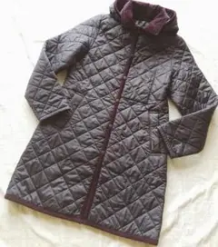 極美品✨LAVENHAM キルティングロングコート フード ネイビー パープル