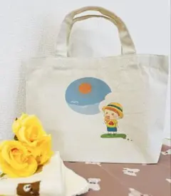 *真夏のお空とアイスクリーム* 綿のトートバック　ハンドメイド ナチュラル