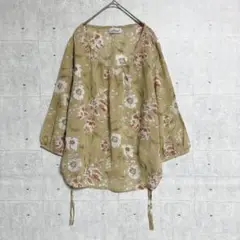 【Amical】シアーブラウス (LL) 大きいサイズ 花柄 透け感