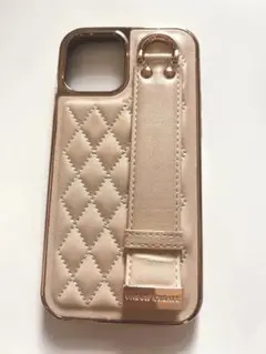 ベージュキルティングiPhone12ケース