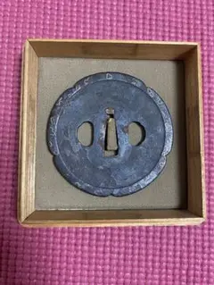 鏡師鐔 京鏡師 鐔 鍔 金象嵌 覆輪 唐草 アイヌ紋様 蕨手 刀装具 金工
