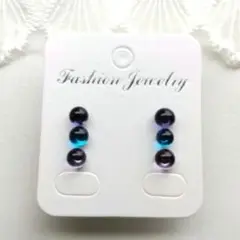 ガラス ピアス 1粒×6個セット(形大きさ違いペア×３セット)