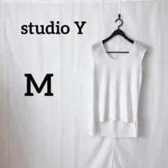 studio Y 【M】ホワイトタンクトップTシャツ サマーニット カットソー
