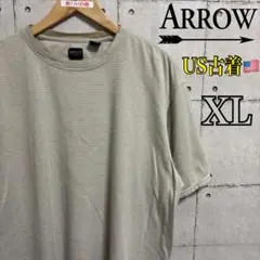 【アメリカ古着】ARROW ストライプ Tシャツ XL ベージュ