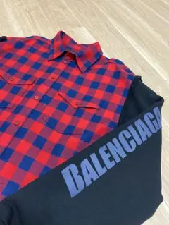 BALENCIAGA バレンシアガ パッチスリーブシャツ チェック
