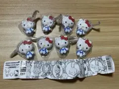 ぺたんこマスコット チームホワイト　キティ　8個セット　ハローキティ