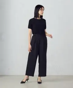 COMME CA MODELS美しいベーシックパンツ】 麻調ワイドパンツ