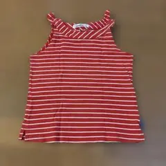 familiar 赤と白のストライプ ノースリーブタンクトップ