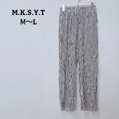 タグ付き　MKSYT　イージーパンツ　ウエストゴム　ストライプ　薄手　M-L
