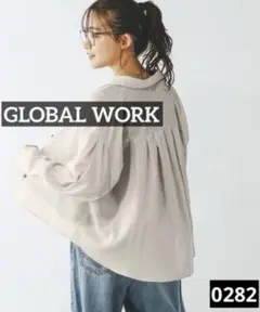 0282 GLOBAL WORK イージーケアリネンバックフレアシャツ