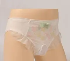☆新品☆【メンズ花柄刺繍セクシーパンツ】ぞうさんパンツ　ホワイト　勝負下着