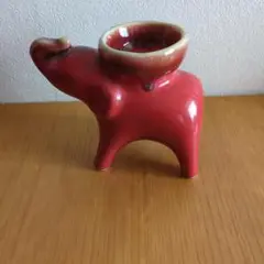 赤い象　陶器製小物入れ　アロマキャンドル入れ　フランスで購入