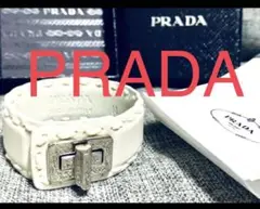 ⭐️PRADA プラダ⭐️イタリア製本革ブレスレット レア色 白