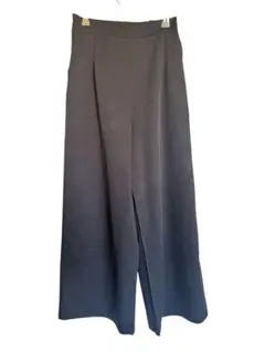 ダークグレー スリット入り ワイドパンツ L