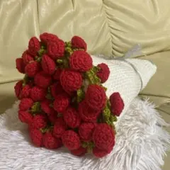 【土日値下げ中】バラの花束 | ブランケット | ハンドメイド