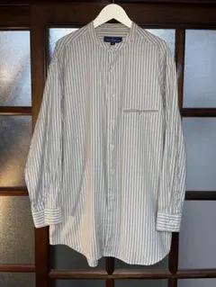 90's CERRUTI nocollar shirts ストライプ　コットン