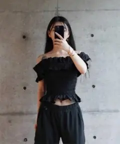 GANNI コットンポプリンオフショルダースモックブラウス