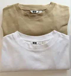 UNIQLO AIRism Tシャツ Lサイズ ベージュ・ホワイトセット